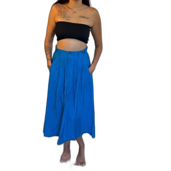 Leslie Fay Dresses & Skirts - Vintage classic A line midi skirt pockets elastic waist electric blue adjustable